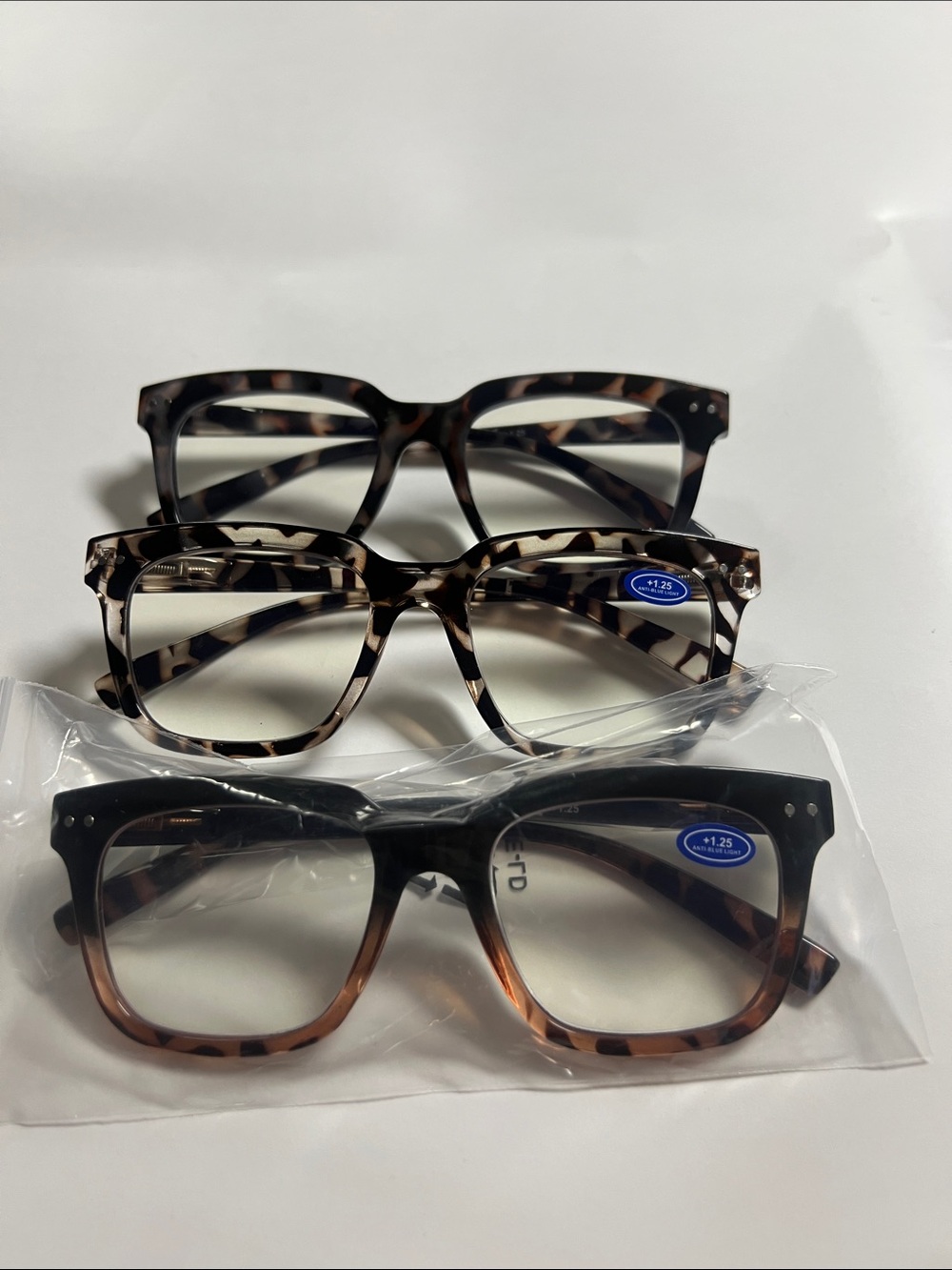 Brown Tortoiseshell +1.25 Reading/Blue Light Blocking Glasses - Set of 3 NWOT